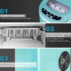 Machine à Glaçons 13 kg en 24 h 2 Tailles de Glaçons Automatique Électrique Vert