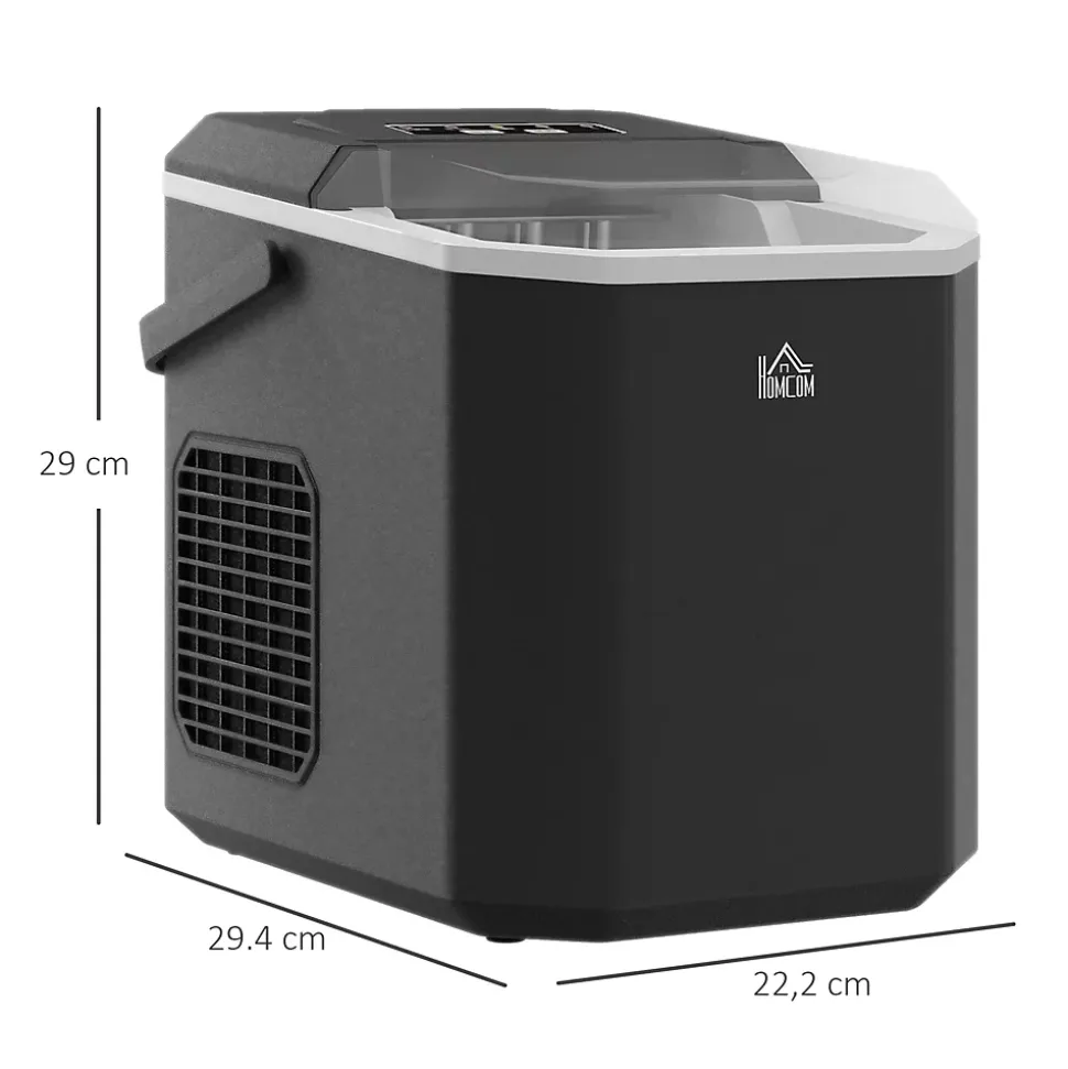 Machine à glaçons - 12Kg en 24H, 9 glaçons en 6-13 minutes - accessoires, nombreuses fonctions - noir