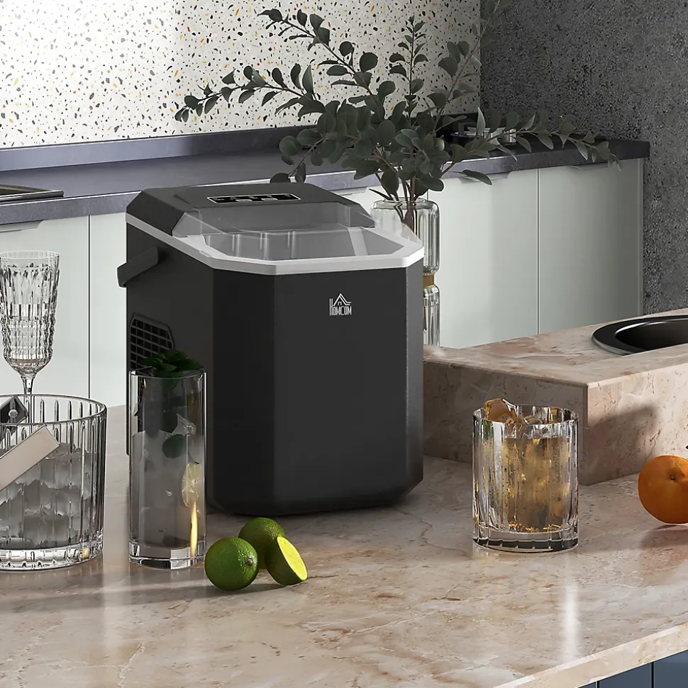 Machine à glaçons - 12Kg en 24H, 9 glaçons en 6-13 minutes - accessoires, nombreuses fonctions - noir
