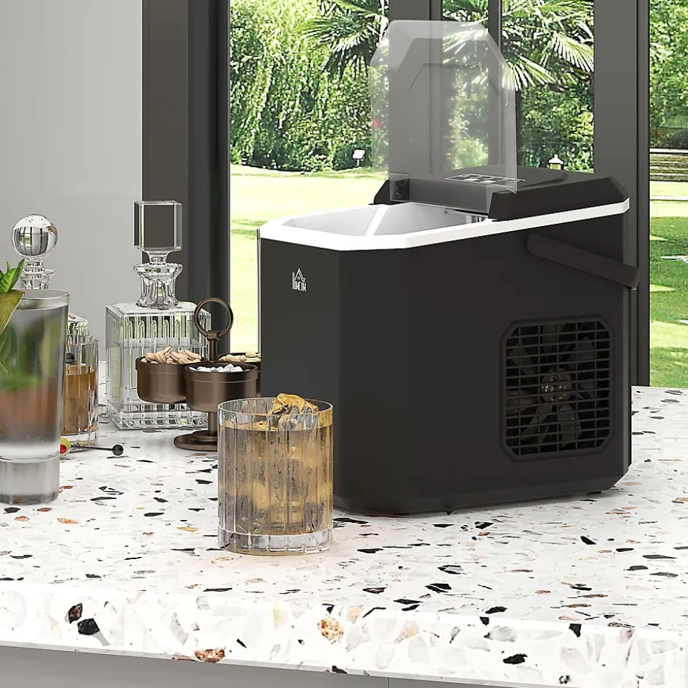 Machine à glaçons - 12Kg en 24H, 9 glaçons en 6-13 minutes - accessoires, nombreuses fonctions - noir