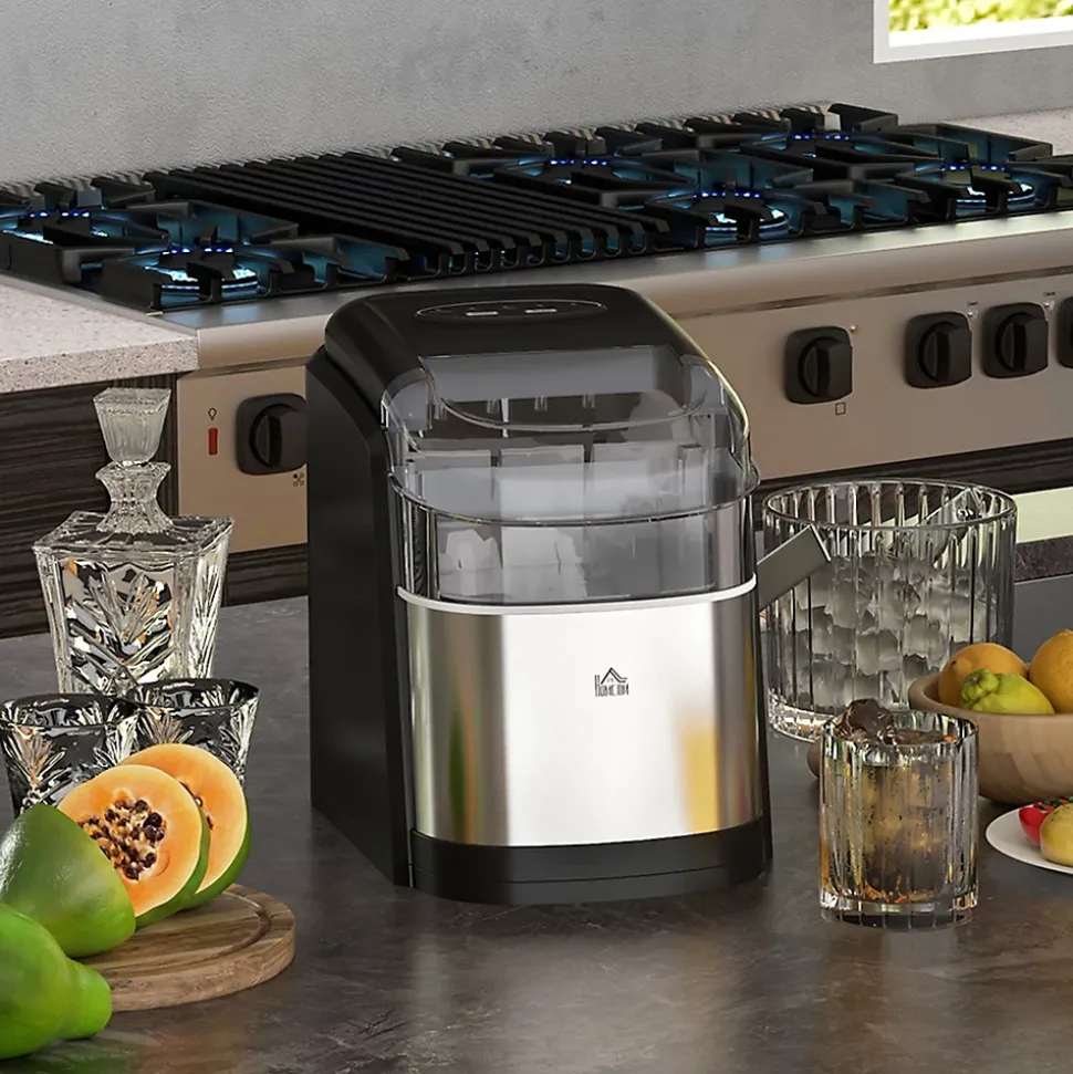 Machine à glaçons 1,7 L - réservoir glace 0,9 Kg - pelle, panier - gris noir