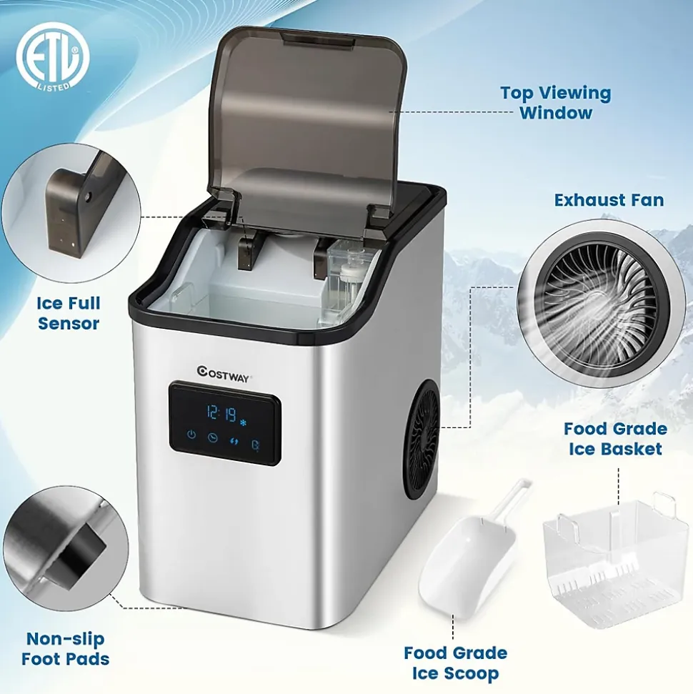 Machine à Glaçons 24kg jour avec Autonettoyage Ice Maker Pelle à Glaçons