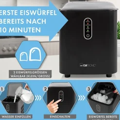 Machine à glaçons 1,1L 12KG Noir Clatronic EWB3798-Noir