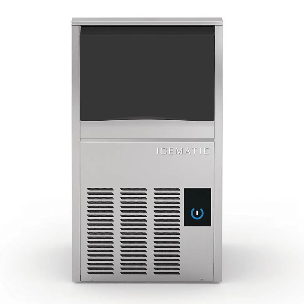 Machine à Glaçons Pleins Connectée avec Réserve 28 kg - Icematic - l34- L0.1- P48- h60- Acier Inoxydable