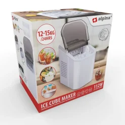 Machine à glaçons 112W Cycles de 9 glaçons 10 à 12 min 2 tailles Couvercle Transparent ALPINA