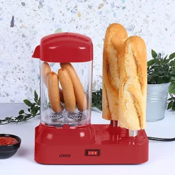Machine à hot dog LIVOO DOC238RC 340W rouge chili capacité 6 saucisses