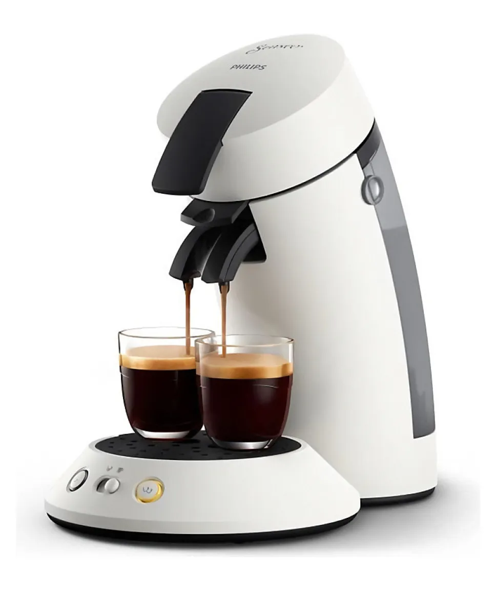 Machine a café dosette SENSEO ORIGINAL+ Philips CSA210/11, Booster d'arômes, Sélecteur d'intensité, 1 ou tasses, Blanc titane