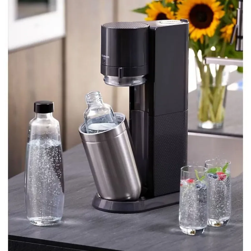 Machine a eau pétillante SODASTREAM - DUO Noire - 2 carafes en verre 1L - 1 recharge de gaz 60L