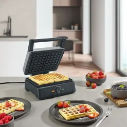 Machine a Gaufre - Gaufrier Electrique - SEVERIN - WA2125 - 1600 W - Revetement céramique antiadhésif - Gris / Noir