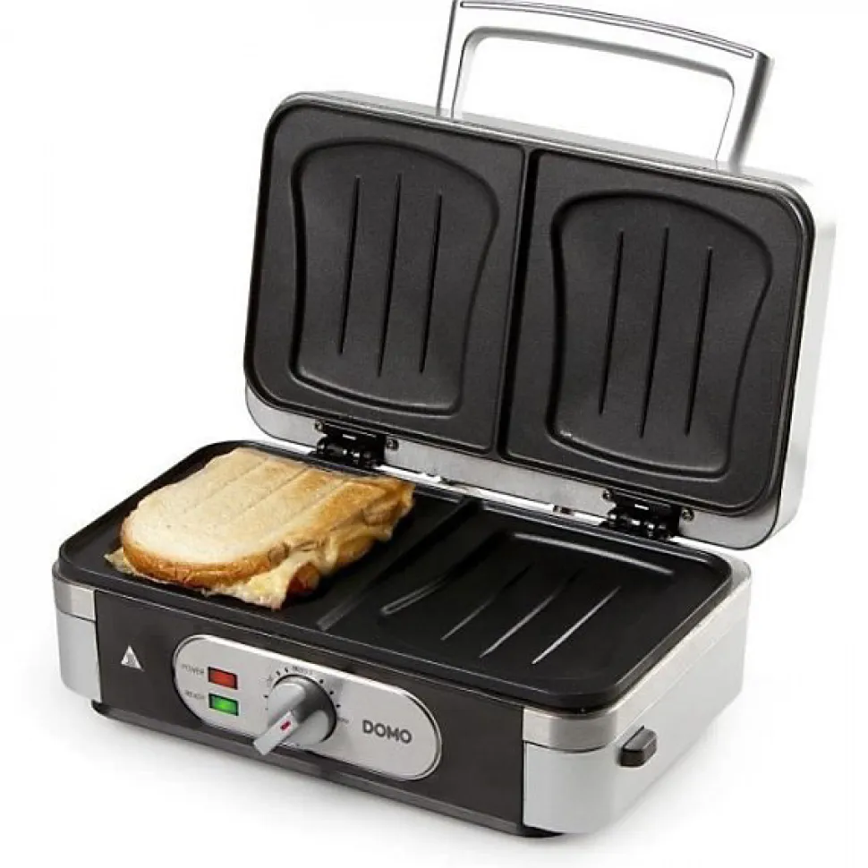 Machine a Gaufre - Gaufrier Electrique multifonction DOMO DO9136C - Inox - 1000W - 3 jeux de plaques