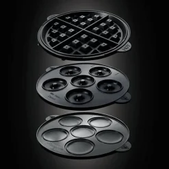 Machine a Gaufre - Gaufrier Electrique 3 en 1 RUSSELL HOBBS - 24620-56 - 3 plaques interchangeables - Donuts et Cupcake - 900W