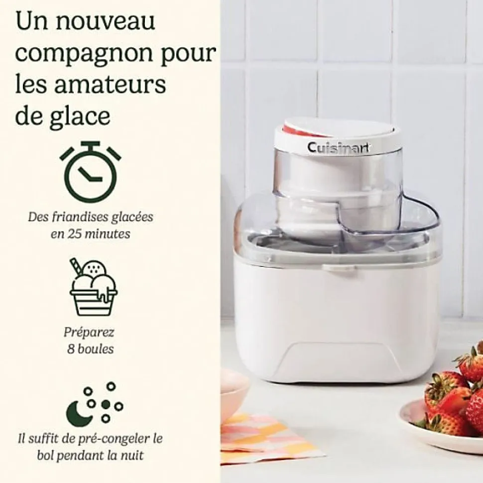Machine a Glace - Sorbetiere - CUISINART - ICEM10E - 12 W - 475 ml - Blanc