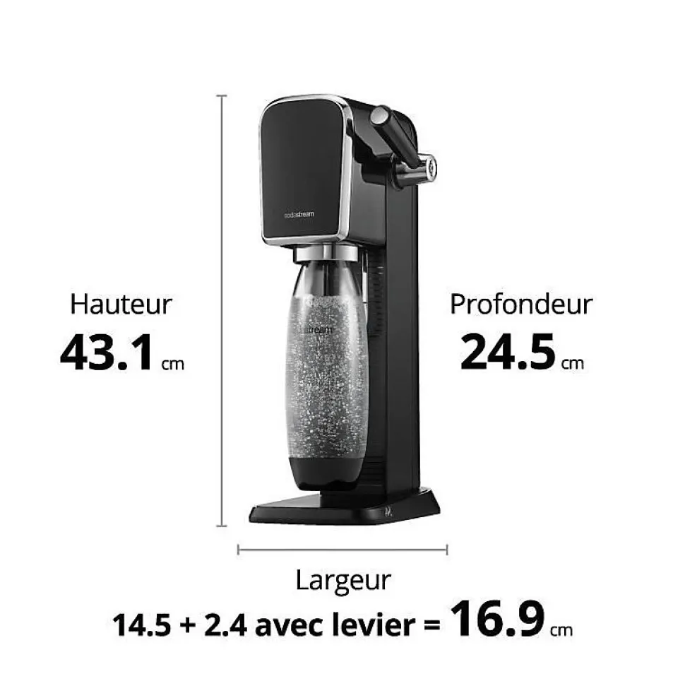 Machine a soda - SODASTREAM ART - Noire - bouteille et cylindre de gazéification inclus