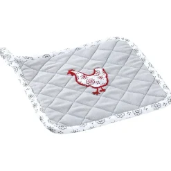 Manique de cuisine en coton et lin poule