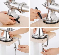 Manuel Hachoir à Viande Acier Inoxydable Multifonction Domestique Lavement Garnissage Saucisse avec ventouse