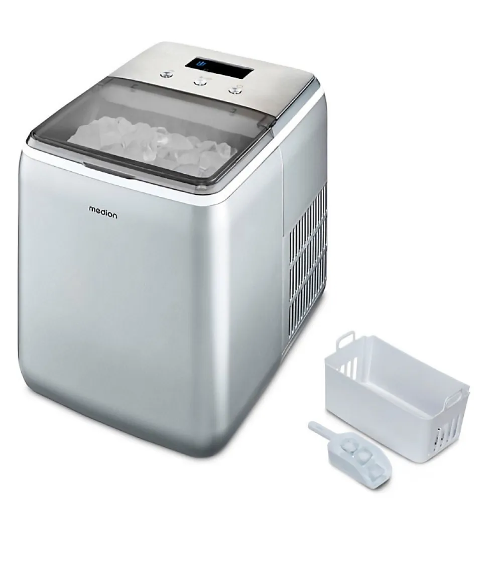MEDION Machine a glaçons (taille des glaçons petite & grande, réservoir d'eau de 2,6 litres, durée de production courte env. 10