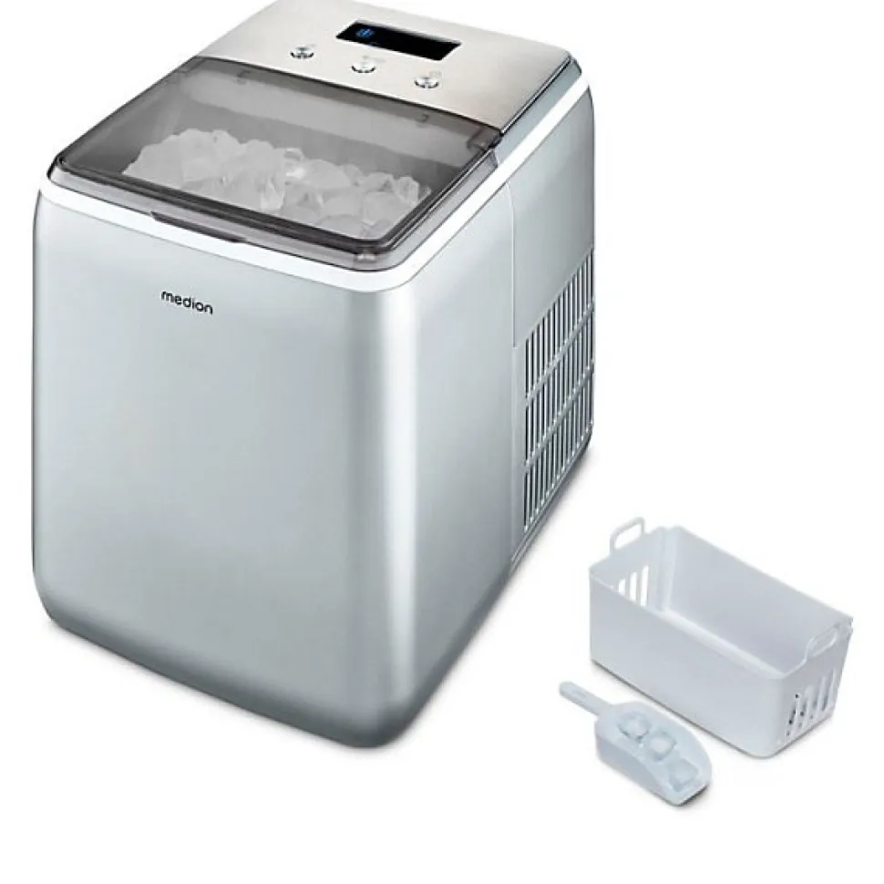 MEDION Machine a glaçons (taille des glaçons petite & grande, réservoir d'eau de 2,6 litres, durée de production courte env. 10
