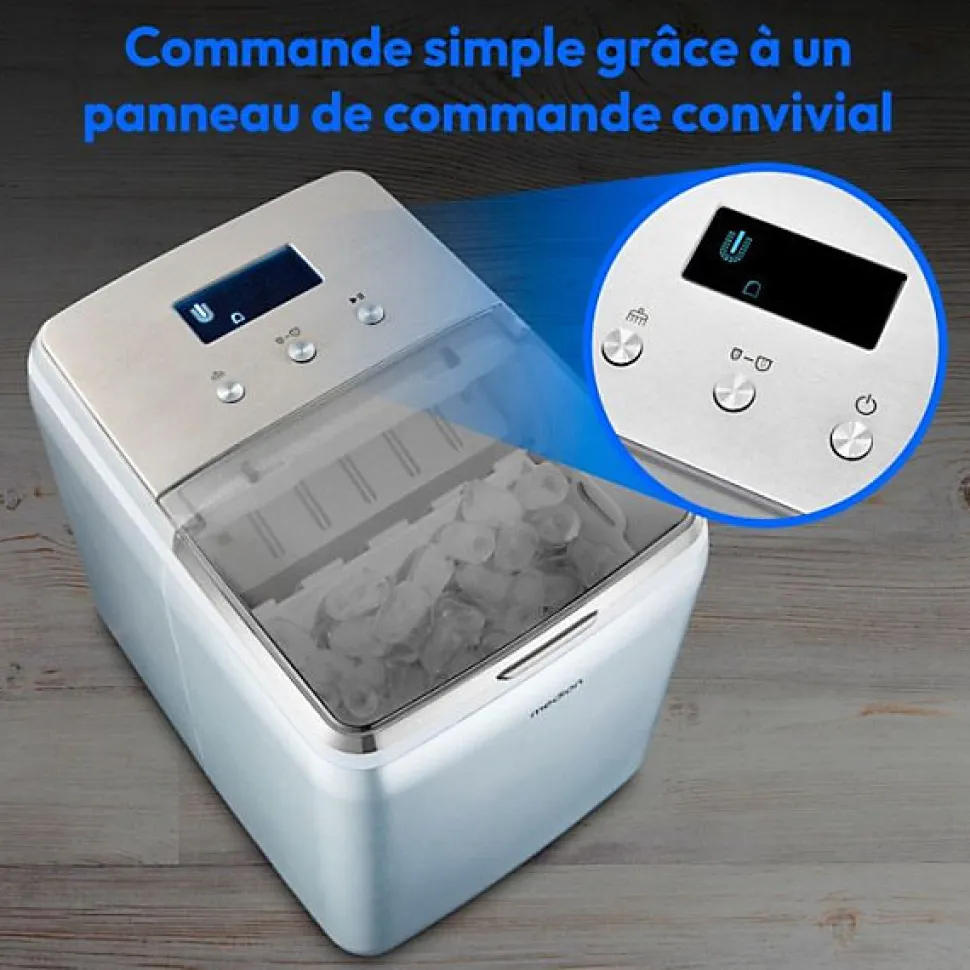 MEDION Machine a glaçons (taille des glaçons petite & grande, réservoir d'eau de 2,6 litres, durée de production courte env. 10