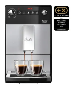 Melitta - Machine a Café a Grain Purista Argent - Machine Expresso Automatique Ultra-Silencieuse avec Extracteur d'Arômes