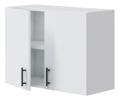 Meuble à suspendre, meuble haut pour cuisine avec 2 portes coloris blanc brillant - hauteur 59 x longueur 80 x profondeur 34 cm