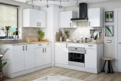 Meuble à suspendre, meuble haut pour cuisine avec 2 portes coloris blanc brillant - hauteur 59 x longueur 80 x profondeur 34 cm