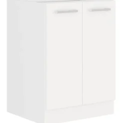 Meuble bas 2 portes ATLAS blanc mat L60 P52 H82 panneaux de particules
