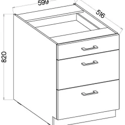 Meuble bas casserolier AUCUNE MODENA 60 cm 3 tiroirs chêne artisan noir mat