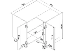 Meuble bas d'angle de cuisine coloris blanc - longueur 78.6 x profondeur 78.6 x hauteur 82 cm