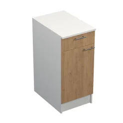 Meuble bas de cuisine 1 porte et 1 tiroir avec plan de travail Primalight décor chêne l. 40 cm x H. 87,9 cm