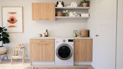 Meuble bas de cuisine 2 portes et 1 tiroir avec plan de travail Primalight décor chêne l. 80 cm x H. 87,9 cm