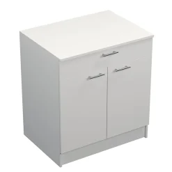 Meuble bas de cuisine 2 portes et 1 tiroir avec plan de travail Primalight blanc mat l. 80 cm x H. 87,9 cm