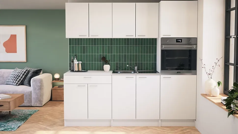 Meuble bas de cuisine 2 portes et 1 tiroir avec plan de travail Primalight blanc mat l. 80 cm x H. 87,9 cm