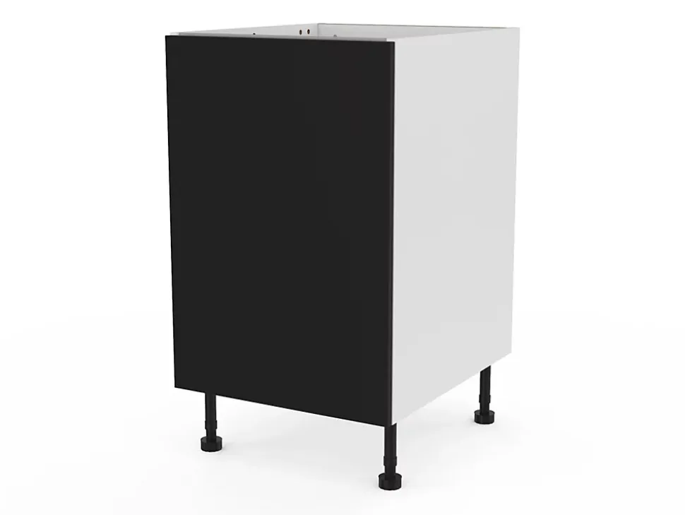 Meuble bas de cuisine avec 1 porte GoodHome Stevia noir L. 50 x H. 72 cm