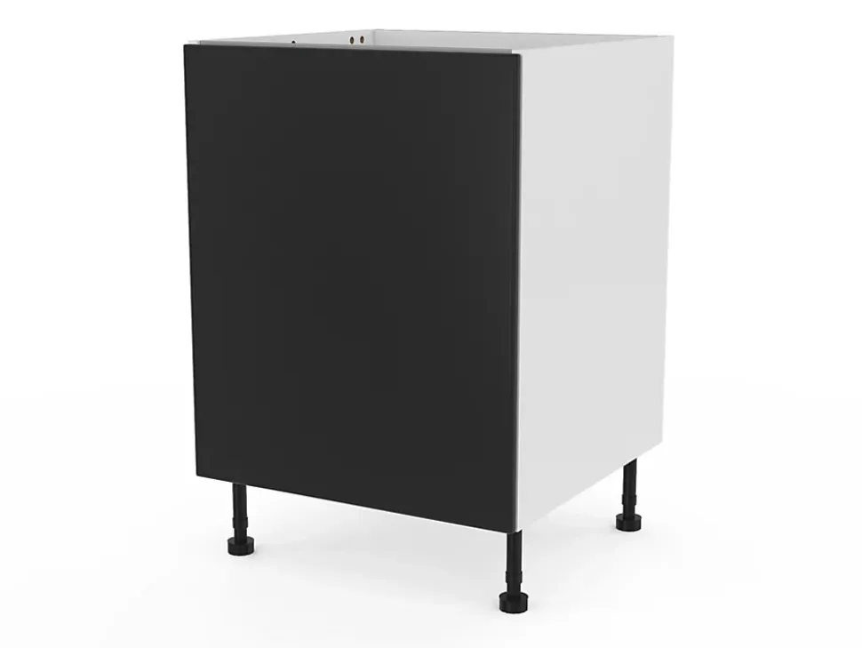 Meuble bas de cuisine avec 1 porte GoodHome Stevia noir L. 60 x H. 72 cm