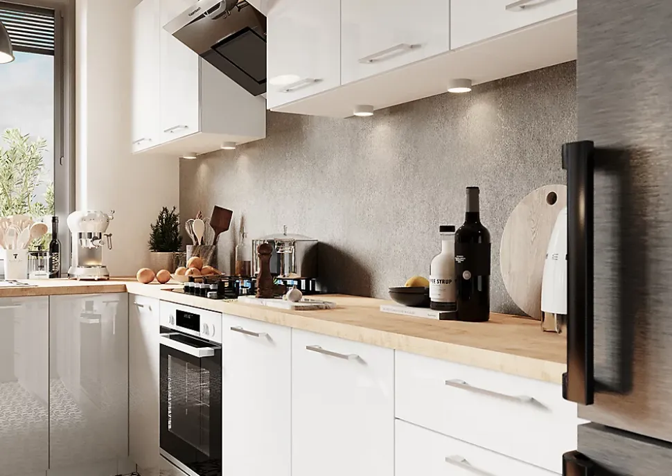 Meuble bas de cuisine avec 1 porte coloris blanc - longueur 30 x profondeur 46,6 x hauteur 82 cm