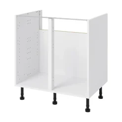 Meuble bas de cuisine avec 2 portes GoodHome Stevia blanc brillant L. 80 x H. 72 cm