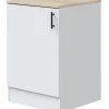 Meuble bas de cuisine avec plan de travail , 1 porte coloris blanc brillant /chêne canadien - H. 90 x L. 60 x P. 60 cm