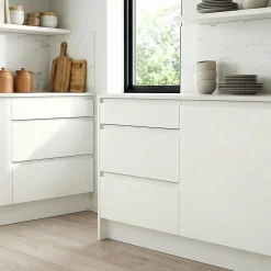 Meuble bas de cuisine avec 1 tiroir et 2 casseroliers GoodHome Garcinia blanc brillant L. 60 x H. 72 cm