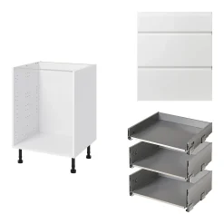 Meuble bas de cuisine avec 1 tiroir et 2 casseroliers GoodHome Garcinia blanc brillant L. 60 x H. 72 cm
