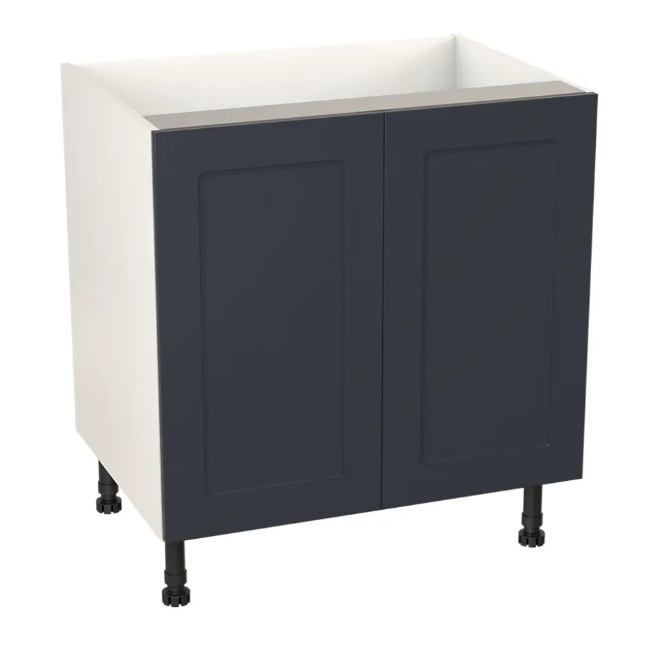Meuble bas de cuisine avec 2 portes GoodHome Artemisia bleu L. 80 x H. 72 cm