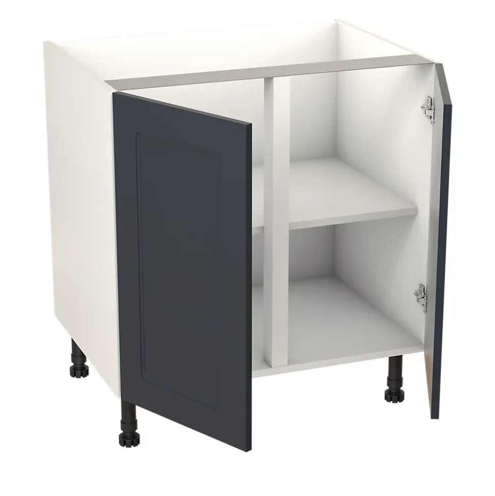 Meuble bas de cuisine avec 2 portes GoodHome Artemisia bleu L. 80 x H. 72 cm