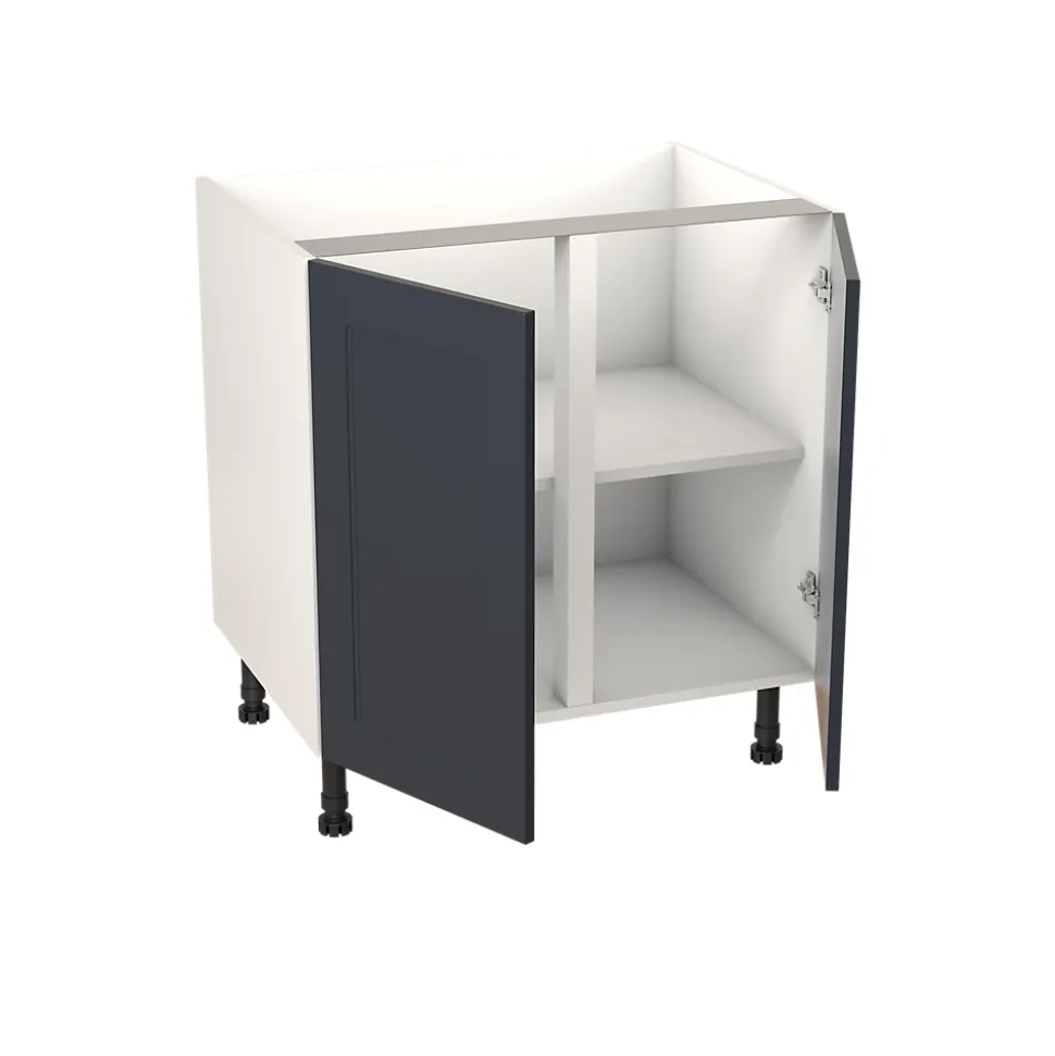 Meuble bas de cuisine avec 2 portes GoodHome Artemisia bleu L. 80 x H. 72 cm