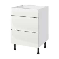 Meuble bas de cuisine avec 1 tiroir et 2 casseroliers GoodHome Stevia blanc brillant L. 60 x H. 72 cm