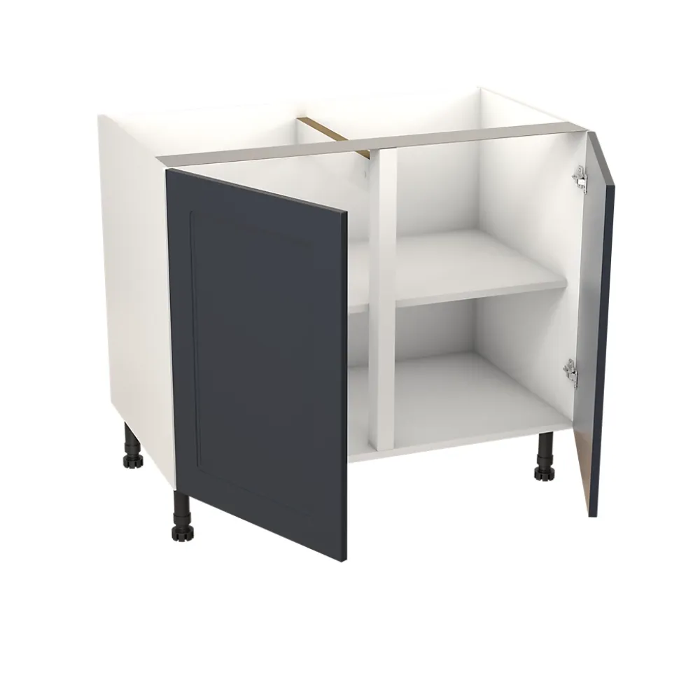 Meuble bas de cuisine avec 2 portes GoodHome Artemisia bleu L. 100 x H. 72 cm