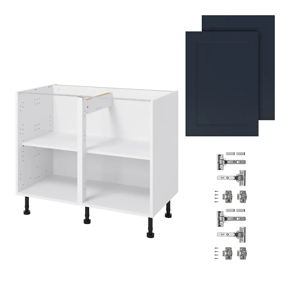 Meuble bas de cuisine avec 2 portes GoodHome Artemisia bleu L. 100 x H. 72 cm