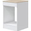 Meuble bas de cuisine avec plan de travail pour four coloris blanc brillant /chêne canadien - H. 90 x L. 60 x P. 60 cm