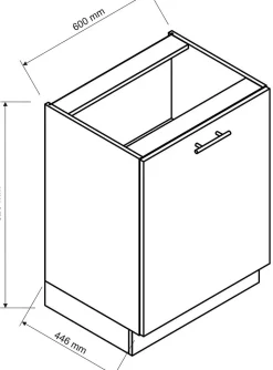 Meuble bas de cuisine avec 1 porte blanc - longueur 60 x profondeur 44,60 x hauteur 82 cm