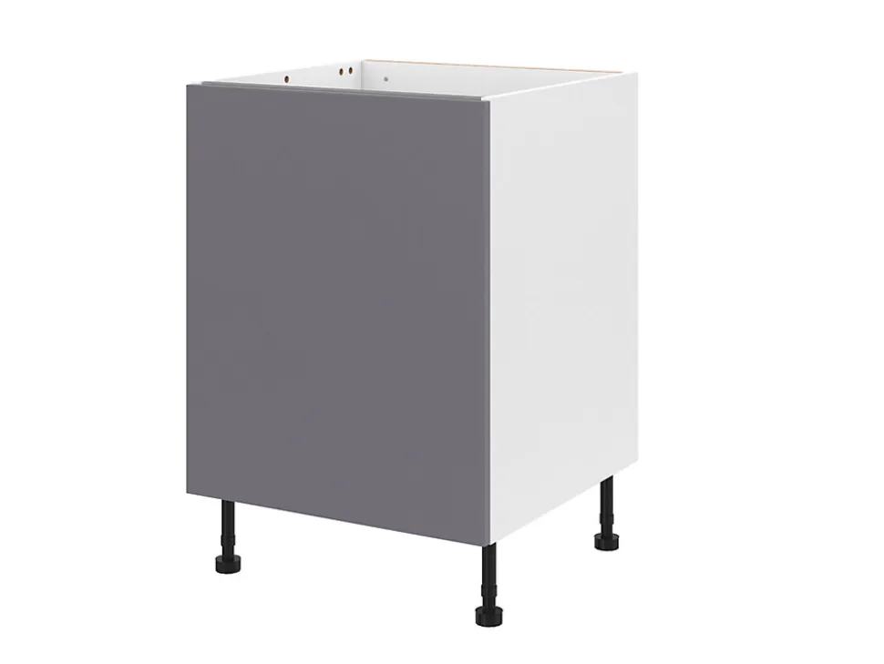 Meuble bas de cuisine avec 1 porte GoodHome Stevia gris brillant L. 60 x H. 72 cm