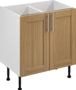 Meuble bas de cuisine avec 2 portes GoodHome Verbena chêne massif L. 80 x H. 72 cm