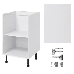 Meuble bas de cuisine avec 1 porte GoodHome Garcinia blanc brillant L. 50 x H. 72 cm